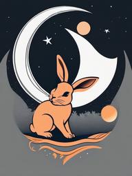 rabbit in the moon tattoo  minimalist color tattoo, vector