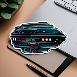 Alien Spaceship Sticker - Extraterrestrial spaceship design, ,vector color sticker art,minimal