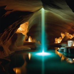 explore crystal cavern retreat, an underground world of luminescent crystals and underground lakes. 