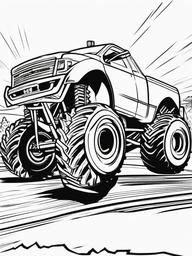 Monster Truck Stunts Coloring Pages - Trucks Performing Daring Stunts  minimal black outline printable sheet, coloring page