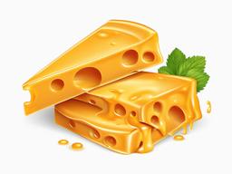 Melting slice of cheddar cheese clipart.  vector style illustration, white background