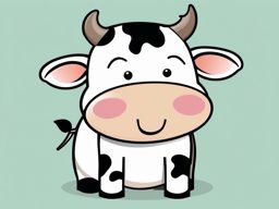 Cow clipart - Cute cow with black and white spots, ,vector color clipart,minimal