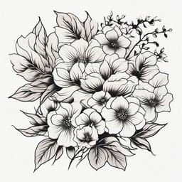 Japanese Floral Tattoo - Traditional Japanese floral tattoo design.  simple color tattoo,white background,minimal