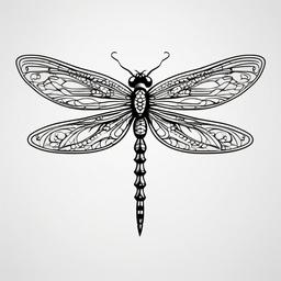 Dragon Fly Tattoo Stencil - Tattoo design presented in a stencil-like or outlined style.  simple color tattoo,minimalist,white background