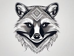 Raccoon Tattoo - Clever raccoon with its mask-like face, embodying adaptability  few color tattoo design, simple line art, design clean white background