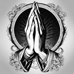 praying hands tattoo black and white design 