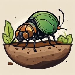 Beetle Larva Clip Art - A beetle larva in the soil,  color vector clipart, minimal style