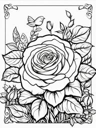 Rose Coloring Pages - Rose in a garden  simple coloring pages