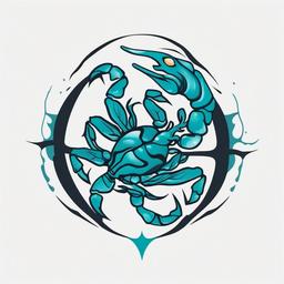 Scorpio Water Sign Tattoo - Combine water element symbolism with Scorpio traits in a tattoo for water sign individuals.  simple vector color tattoo,minimal,white background