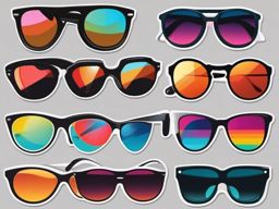 Sunglasses Collection Sticker - Various stylish sunglasses, ,vector color sticker art,minimal