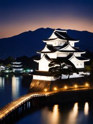 kochi castle - capture the historical charm of kochi castle at night, with its illuminated turrets and stone walls steeped in samurai history. 