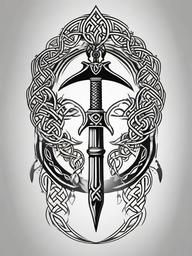celtic warrior tattoos  simple color tattoo,minimal,white background