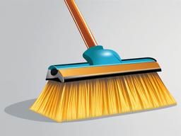 Broom sweeping the floor clipart.  vector style illustration, white background