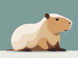 Capybara cartoon  minimal, white background