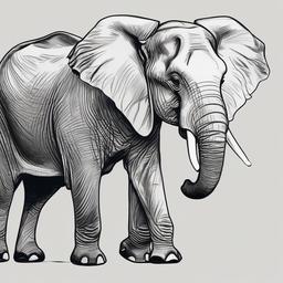 drawing of an Asian elephant  minimal rough sketch scribbles,doodles,black and white