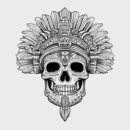 Aztec Skull Tattoo Design  minimal,tattoo,white background