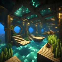 underwater base with glass tunnels for observing marine life - minecraft house ideas minecraft block style