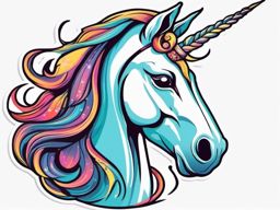 Unicorn Sticker - Mythical unicorn with a magical horn, ,vector color sticker art,minimal