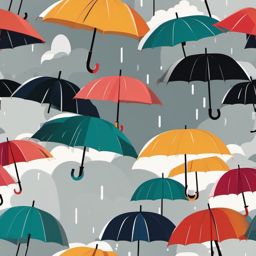 Umbrella Clipart - An umbrella keeping dry in the rain.  color clipart, minimalist, vector art, 