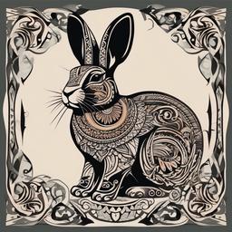 tribal rabbit tattoo  minimalist color tattoo, vector