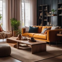 Living Room - Cozy haven with warm colors and comfortable furniture. realistic, professional photography, bokeh, natural lighting, canon lens, shot on dslr 64 megapixels sharp focus