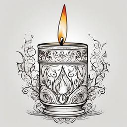 Burning candle  ,tattoo design, white background