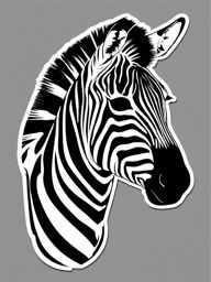 Zebra Sticker - A striking zebra with black and white stripes. ,vector color sticker art,minimal