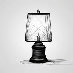 drawing of lamp  minimal rough scribbles,doodles,black and white