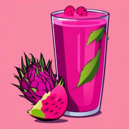 Dragon Fruit and Dragon Fruit Smoothie Glass Clipart - Dragon fruit and a glass of dragon fruit smoothie.  color vector clipart, minimal style