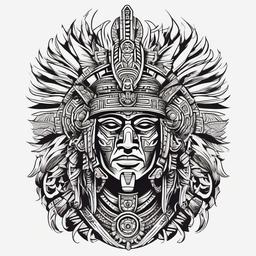 Aztec War God Tattoo - A tattoo featuring an Aztec representation of a war god.  simple color tattoo design,white background
