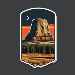 Devils Tower sticker- Iconic volcanic rock formation in Wyoming, , sticker vector art, minimalist design