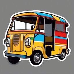 Tuk Tuk Sticker - Cultural transport, ,vector color sticker art,minimal