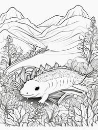 Axolotl Coloring Pages - Axolotl wearing a scarf in winter  simple coloring pages