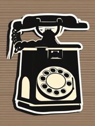 Old Telephone Sticker - Vintage communication, ,vector color sticker art,minimal