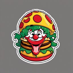 Cheeseburger Clown sticker- Patty Pranks Parade, , sticker vector art, minimalist design