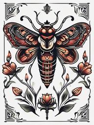 Death Moth Traditional Tattoo - Embrace traditional tattoo aesthetics with a Death moth design celebrated for its timeless appeal.  simple vector color tattoo, minimal, white background