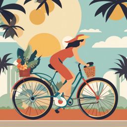 Bicycle Ride clipart - Riding a bicycle in the sunshine, ,vector color clipart,minimal