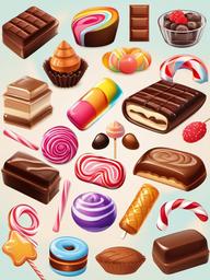 Candies clipart - candy bar with a variety of sweets  