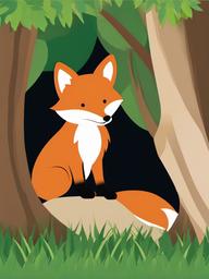 Fox clipart - fox peeking out from behind a tree  