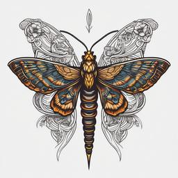 Moth and Snake Tattoo - Explore the mysterious and transformative with a tattoo featuring a moth and snake design, symbolizing change and rebirth.  simple vector color tattoo, minimal, white background