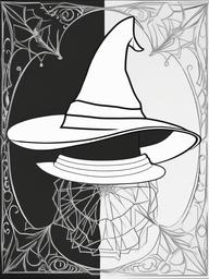 Witch Hat Coloring Pages - Pointed Hat for Spooky Witches  minimal black outline printable sheet, coloring page