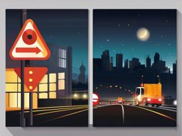 Traffic Control at Night clipart - Traffic control at night., ,vector color clipart,minimal