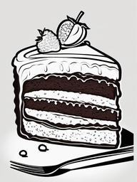 Food Coloring Pages - Fresh baked chocolate cake slice  simple coloring pages