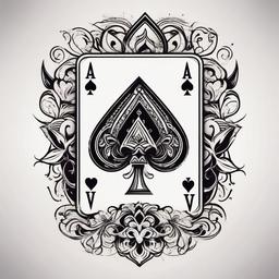 Ace Playing Card Tattoo-Stylish and creative tattoo featuring the ace of cards, showcasing artistic design and symbolism.  simple color tattoo,white background