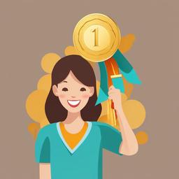 Congratulations clipart - winner holding a gold medal  color,minimalist,vector clipart