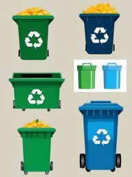 Recycle bin clipart - Recycle bin for recycling and disposal,  color clipart, vector art