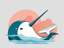 Narwhal cartoon  minimal, white background