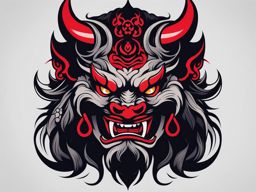 oni tattoo minimalist color design 