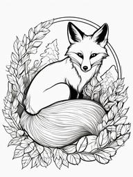 Fox Coloring Pages - Fox curled up next to a crackling fire  simple coloring pages