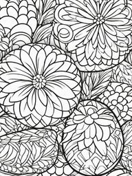 Easter Eggs Coloring Pages - Easter Eggs with a flower  simple coloring pages